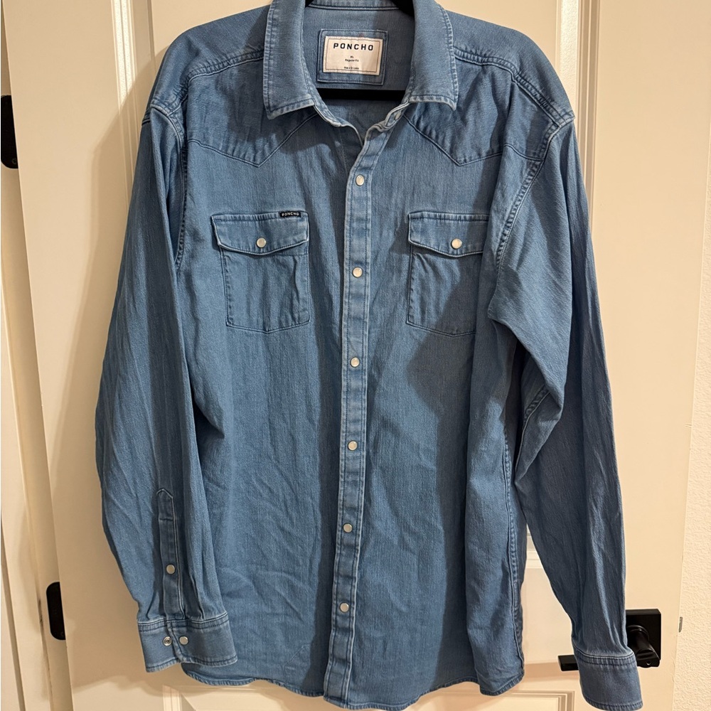 Poncho Men's Medium Wash Denim Shirt - The Fort Davis